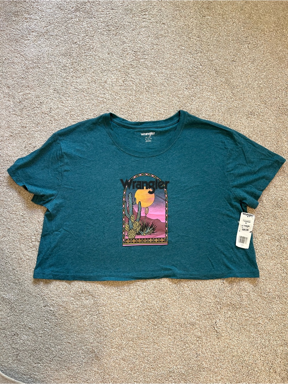 Wrangler Teal Graphic Palm Sunset Tee